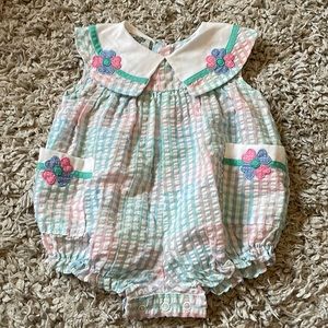 Vintage Cuties By Judy Seersucker Bubble Romper, Size 3-6 Months